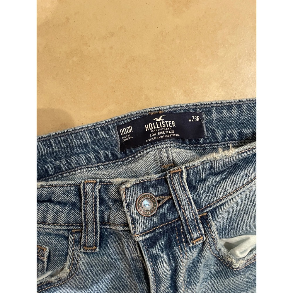 Hollister Low Rise Flare Jeans Medium Wash Vintage Stretch Denim 000R W23R - Picture 3 of 4